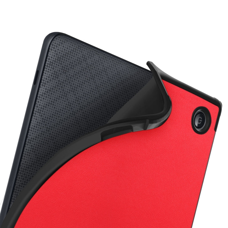 For KOBO Libra2 2021 Multi-folding Leather Tablet Case(Red) by bashfashion