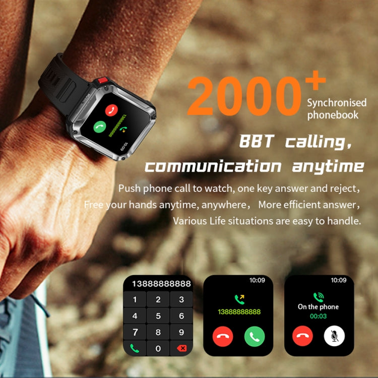 OVISEN T93 1.96 inch IPS Screen 2 in 1 Bluetooth Headset Smart Watch, Supports Blood Oxygen Monitoring/Bluetooth Music(Black) by bashfashion