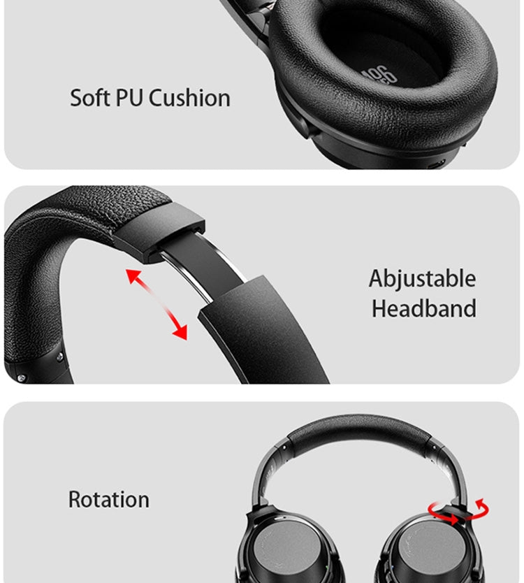 A06 Wireless ANC Noise Canceling Headset Over Ear Bluetooth Headphone(Black) by bashfashion