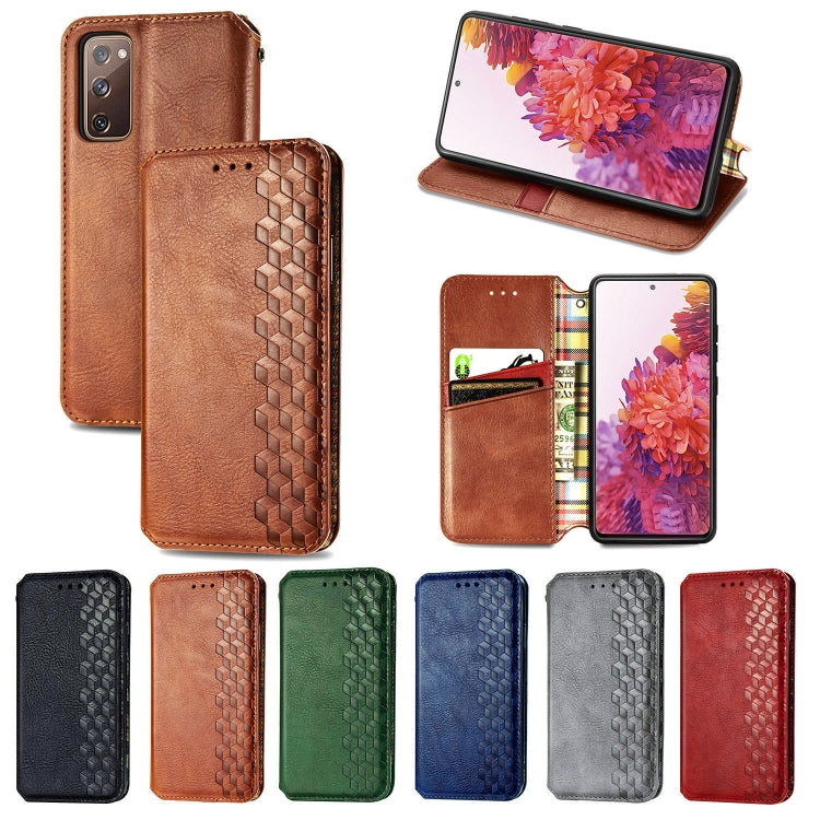 For Galaxy S20 FE(4G/5G) / S20 Lite Cubic Grid Pressed Horizontal Flip Magnetic PU Leather Case with Holder & Card Slots & Wallet(Brown) by bashfashion