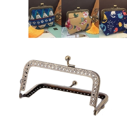 Square Embossed Wallet Handbag Metal Handle, Size:15cm by bashfashion