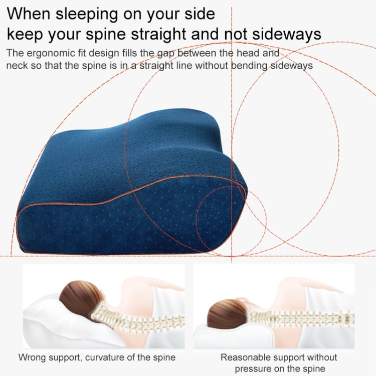Butterfly Shape Memory Foam Snorked Pillow Slow Rebound Health Care Cervical Pillow, Dimensions: 62x34x12x6cm(Water Cube White) by bashfashion
