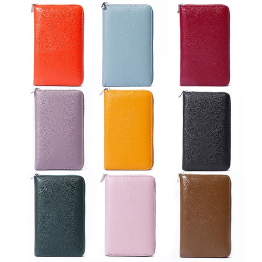 1659 Leather Belly Passport Bag RFID Long Wallet Men And Women Documents Package Multi-Function Zipper Mobile Phone Package(Wine Red) by bashfashion