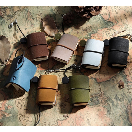 Ultra-Small Mini TN Hand Account Book Leather Notebook Portable Travel Diary(Oil Wax Leather Blue) by bashfashion