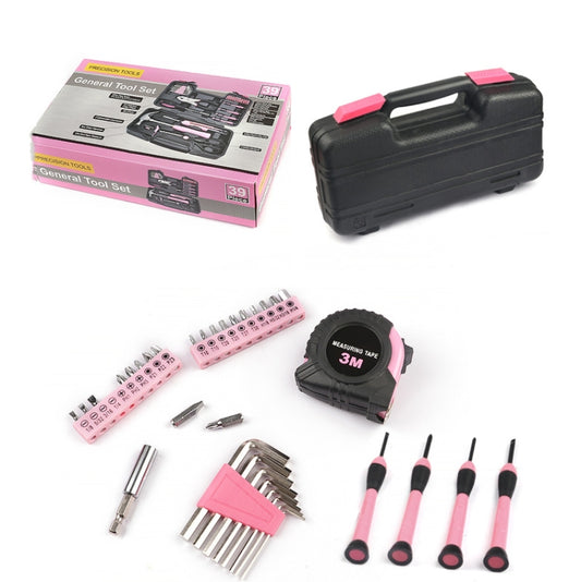 10127 39 In 1 Lady Tool Set Household Hardware Tools(Pink) by bashfashion