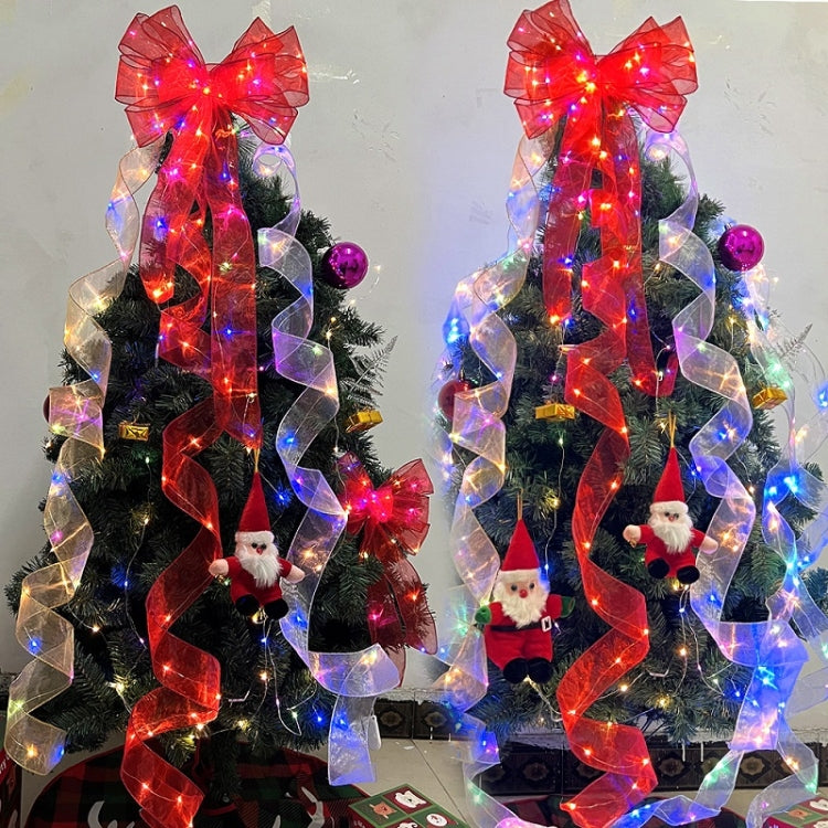 Christmas Ornament Double Light Board Yarn Ribbon String Lights, Specification: 20m(Gold Color Light) by bashfashion