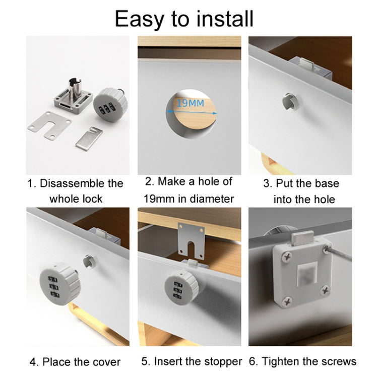 Home Cabinet Desk Drawer Combination Lock Lockers File Security Latches, Style: Gray Beveled by bashfashion