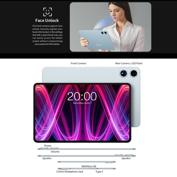 Teclast T60 Plus 4G LTE Tablet PC, 6GB+128GB, 12 inch Android 14 MediaTek Helio G88 Octa Core, Support Dual SIM by TECLAST