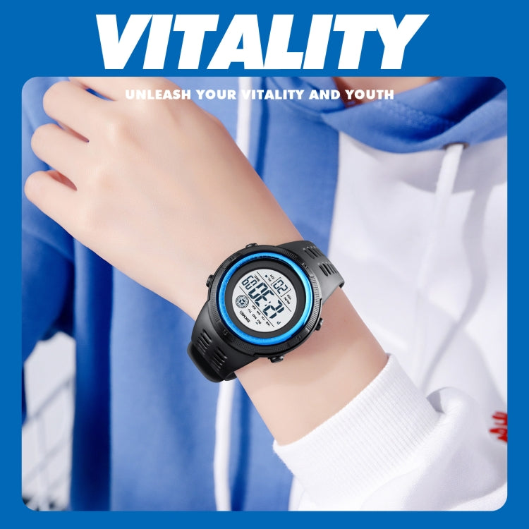 SKMEI 1773 Triplicate Round LED Dual Time Digital Display Colorful Backlight Electronic Watch(Gold White) by SKMEI