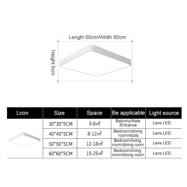 Macaron LED Square Ceiling Lamp, Stepless Dimming, Size:30cm(Yellow) by bashfashion