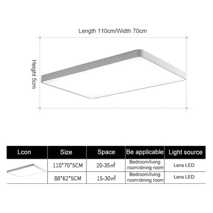 Macaron LED Rectangle Ceiling Lamp, Stepless Dimming, Size:88x62cm(Grey) by bashfashion