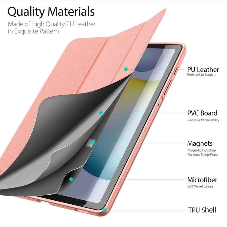 For Galaxy Tab S6 Lite 10.4 inch / S6 Lite 2024 DUX DUCIS Domo Series Horizontal Flip Magnetic PU Leather Case with Three-folding Holder & Pen Slot & Sleep / Wake-up Function(Pink) by DUX DUCIS