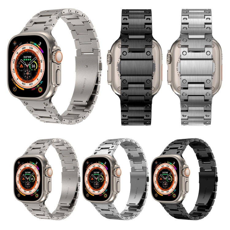 Double Rows Metal Watch Band For Apple Watch 7 41mm(Titanium) by bashfashion