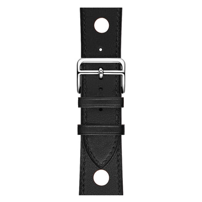 For Apple Watch Series 8&7 41mm / SE 2&6&SE&5&4 40mm / 3&2&1 38mm Leather Three Holes Watch Band(Black) by bashfashion
