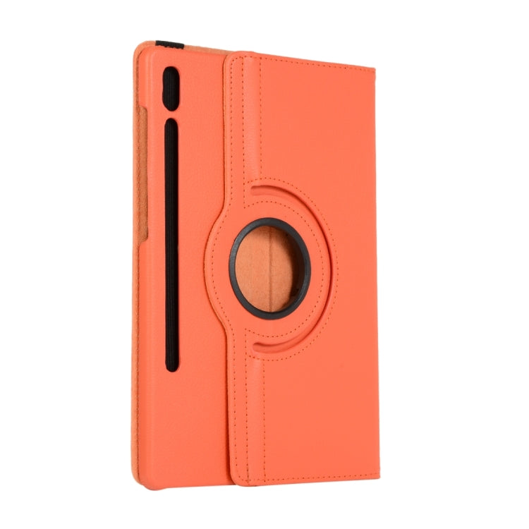 For Samsung Galaxy Tab S10 FE / S9 FE / S9 Litchi Texture 360 Degrees Rotation Holder Leather Tablet Case(Orange) by bashfashion