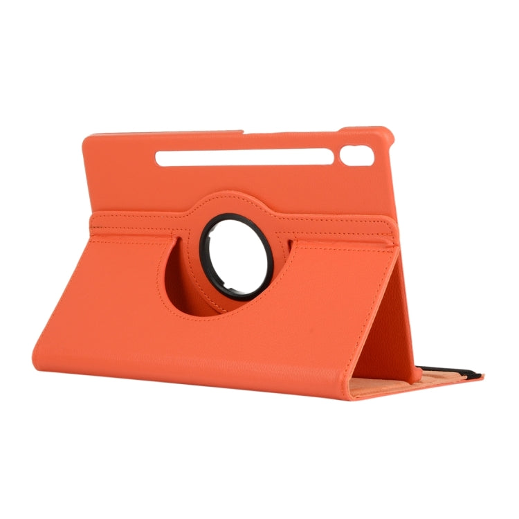 For Samsung Galaxy Tab S10 FE / S9 FE / S9 Litchi Texture 360 Degrees Rotation Holder Leather Tablet Case(Orange) by bashfashion