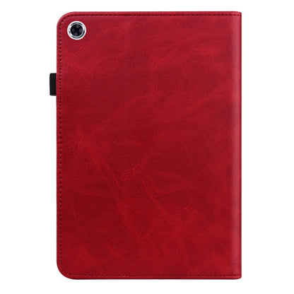 For Samsung Galaxy Tab A9 Solid Color Stripe Embossed Leather Tablet Case(Red) by bashfashion