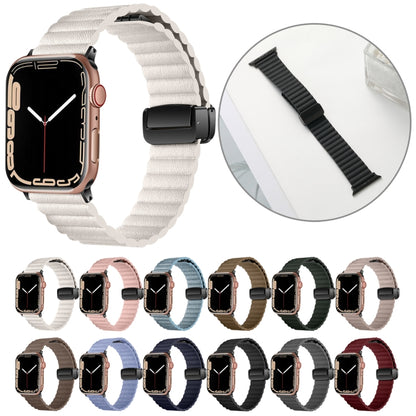 For Apple Watch Series 4 44mm Water Ripple Magnetic Folding Buckle Watch Band, Style: Bold Version(Black) by bashfashion