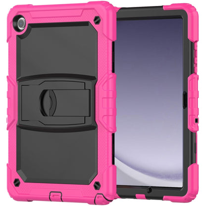 For Samsung Galaxy Tab A11+ / A9+ Silicone Hydric PC Tablet Case with Shoulder Strap & Holder(Rose Red) by bashfashion