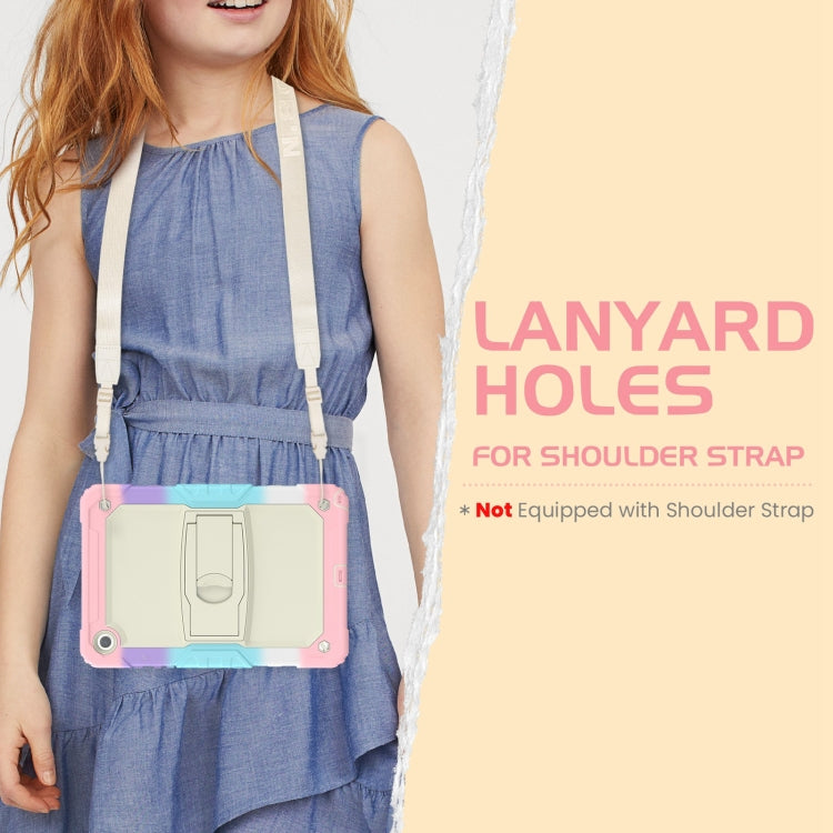 For Samsung Galaxy Tab A11+ / A9+ Silicone Hydric PC Tablet Case with Shoulder Strap & Holder(Colorful Pink) by bashfashion