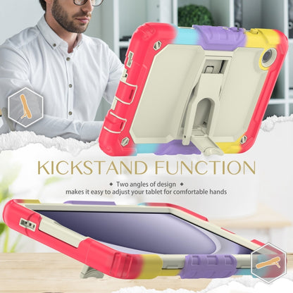 For Samsung Galaxy Tab A11 / A9 Silicone Hydric PC Tablet Case with Shoulder Strap & Holder(Colorful Red) by bashfashion