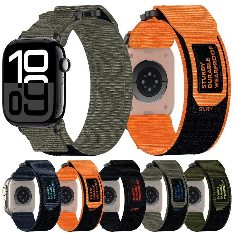 For Apple Watch Series 7 41mm Nylon Hook And Loop Fastener Watch Band(Army Green) by bashfashion