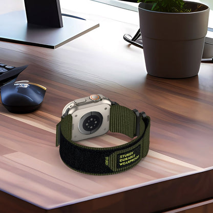 For Apple Watch SE 2023 40mm Nylon Hook And Loop Fastener Watch Band(Army Green) by bashfashion