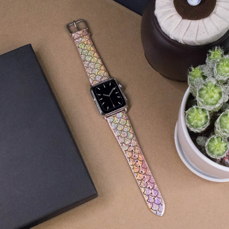 For Apple Watch 5 & 4 40mm / 3 & 2 & 1 38mm Discolor Glitter Fish Scale Texture Watch Band(Rose Gold) by bashfashion