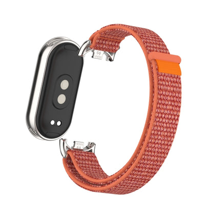 For Xiaomi Smart Band 9 / 8 Metal Connector + Loop Nylon Hook and Loop Fastener Watch Band(Rose Red) by bashfashion