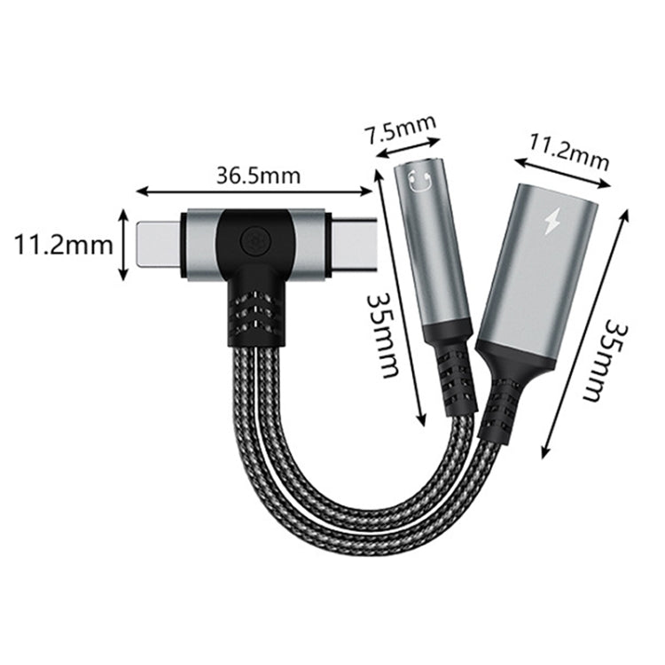 4 in 1 8 Pin / Type-C to Type-C, 3.5mm Audio Adapter Cable(Silver) by bashfashion