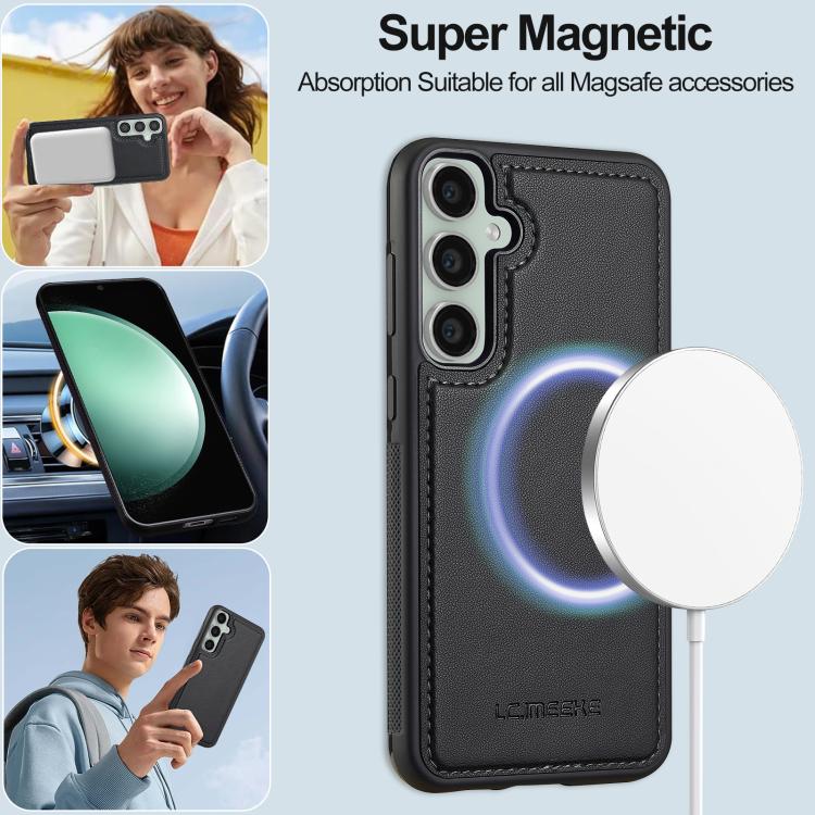 For Samsung Galaxy A56 5G LC.IMEEKE L2 Series Detachable Magsafe PU Phone Case with Lanyard(Black) by LC.IMEEKE
