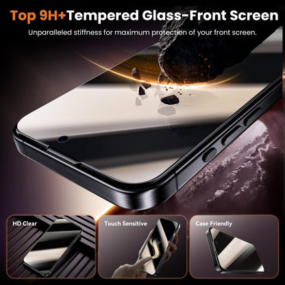 For iPhone 15 Pro Max Dust-Free Easy Install Privacy Tempered Glass Film(Black) by bashfashion