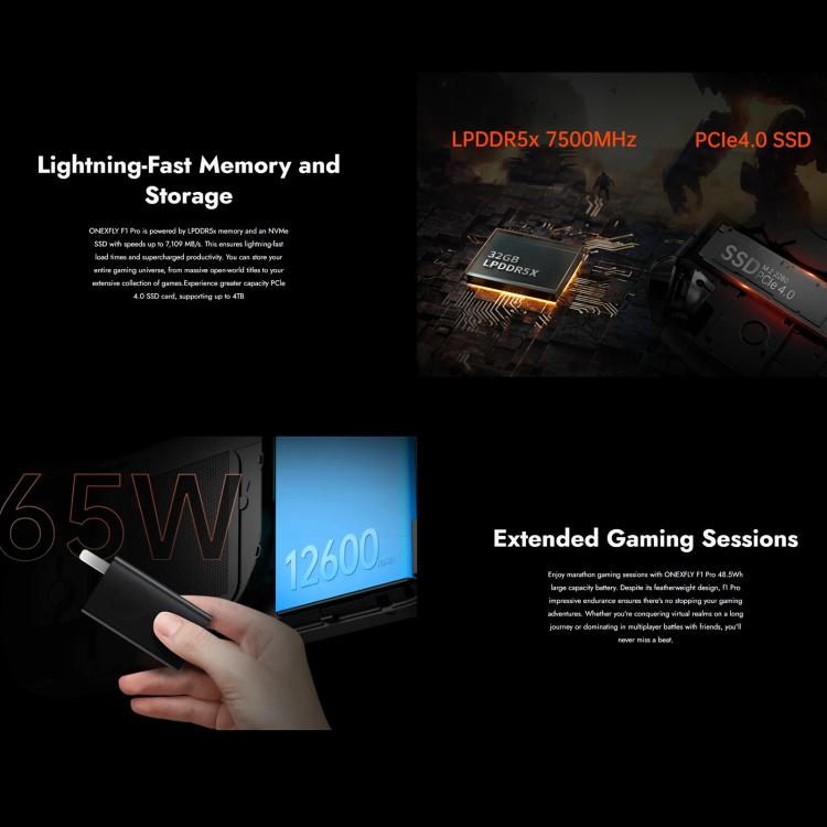 ONE-NETBOOK OneXPlayer F1 Pro 7 inch Handheld Game Console, 32GB+2TB, Windows 11 AMD Ryzen 7 8840U(UK Plug) by ONE-NETBOOK