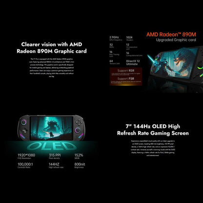 ONE-NETBOOK OneXPlayer F1 Pro 7 inch Handheld Game Console, 32GB+2TB, Windows 11 AMD Ryzen AI 9 HX 370 CPU(US Plug) by ONE-NETBOOK