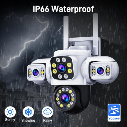 2MP HD 360 Degree Panorama 3 Lens IP66 Waterproof Wireless WiFi Camera, Memory:30 Days Memory Card(US Plug) by bashfashion