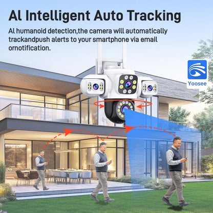 2MP HD 360 Degree Panorama 3 Lens IP66 Waterproof Wireless WiFi Camera, Memory:15 Days Memory Card(EU Plug) by bashfashion