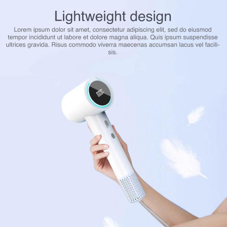 WG-F02 LED Digital Display High Speed Negative Ion Hair Dryer, US Plug(White) by bashfashion