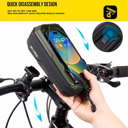 WILD MAN GX330 Mountain Bicycle Mobile Phone Holder EVA Hard Shell Handlebar Bag(Army Green) by WILD MAN