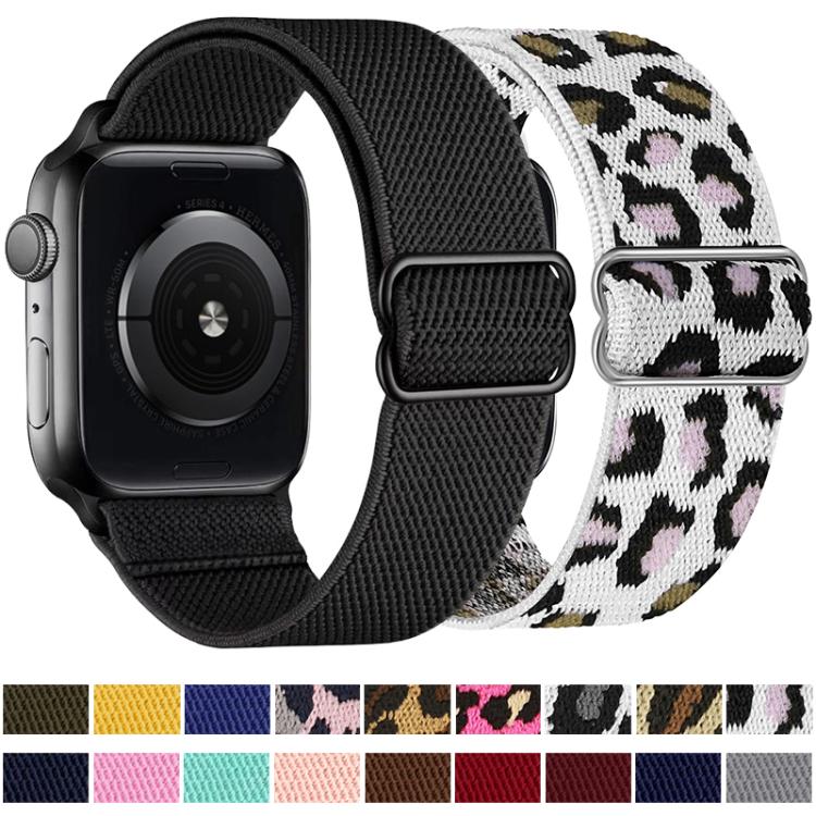 For Apple Watch 38 / 40 / 41 / S10 42mm xDfind Adjustable Slide Buckle Elastic Nylon Watch Band(Grey White Leopard) by xDfind