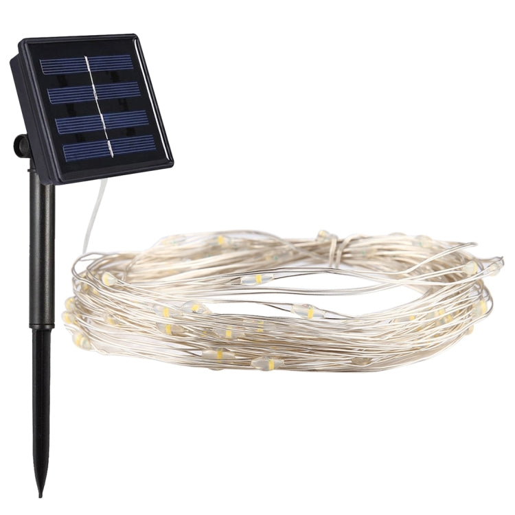 10m IP65 Waterproof Colorful Light Solar Panel Silver Wire String Light, 100 LEDs SMD 0603 Fairy Lamp Decorative Light by bashfashion