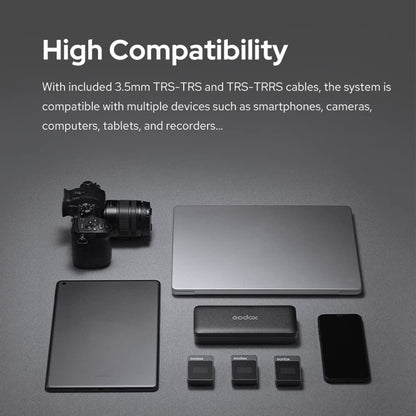 Godox MoveLink II M1 Wireless Lavalier Microphone System with Transmitters and Receiver for DSLR Cameras and Camcorders (White) by Godox