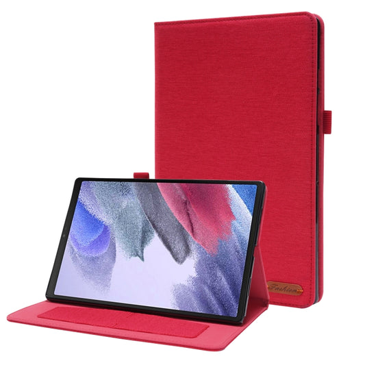 For Samsung Galaxy Tab A8 10.5 2021 Horizontal Flip Fabric PU Leather Tablet Case with Card Slots & Holder(Red) by bashfashion
