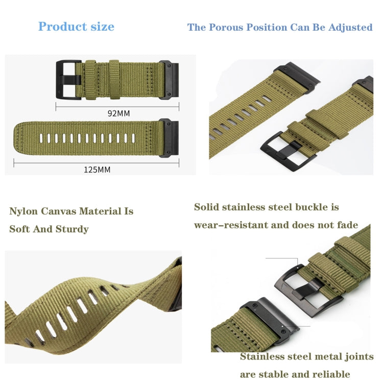 For Garmin Instinct / Instinct 2 Nylon Canvas Quick Release 22mm Watch Band(Army Green) by bashfashion