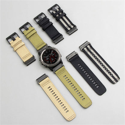 For Garmin Descent MK2 / MK2i Nylon Canvas Quick Release 26mm Watch Band(Black Gray) by bashfashion