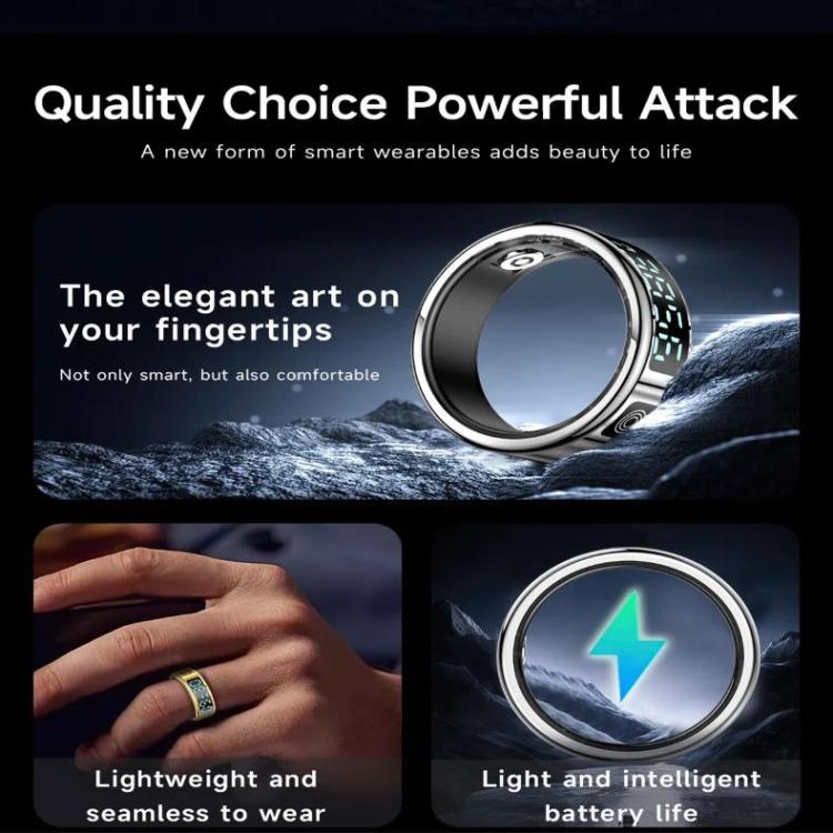 SR08 SIZE 8 Smart Ring, Support Hand Gestures Control / Health Monitoring / Multiple Sports Modes(Gold) by bashfashion