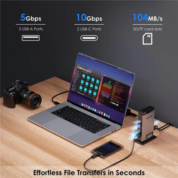 WAVLINK WL-UG69PD13Pro DisplayLink Docking Station 15 in 1 USB-C Hub for MacBook Laptop(EU Plug) by WAVLINK