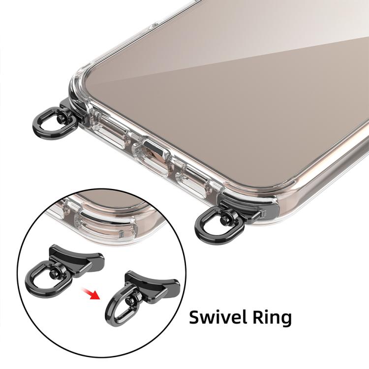 For iPhone 17 Pro Kalebol Minimalist High Transparency Multi Color Rotating Lanyard Hole Phone Case(Gold) by Kalebol