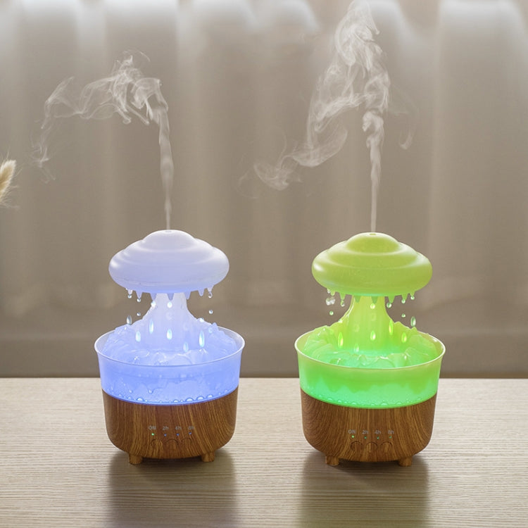 V50 Desktop Colorful Night Light Humidifier Wood Grain Water Drop Aroma Diffuser, Spec: UK Plug(White) by bashfashion