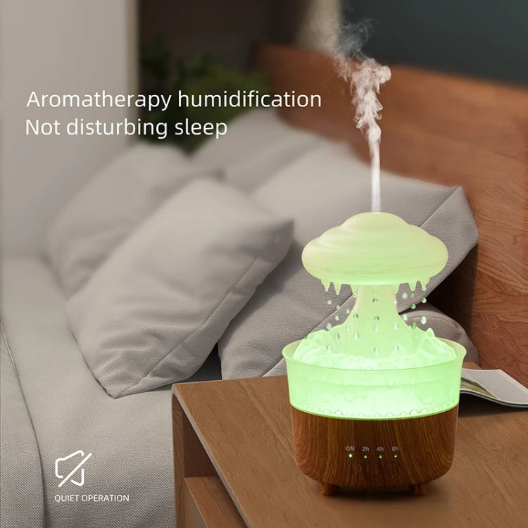 V50 Desktop Colorful Night Light Humidifier Wood Grain Water Drop Aroma Diffuser, Spec: UK Plug(White) by bashfashion