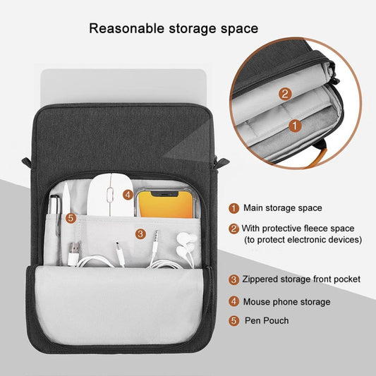 Vertical Laptop Bag Handheld Shoulder Crossbody Bag, Size: 13 Inch(Black) by bashfashion